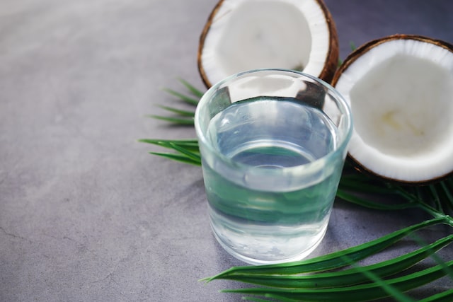 coconut water in a glass