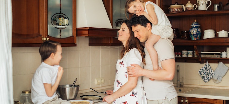 a family preparing a meal together