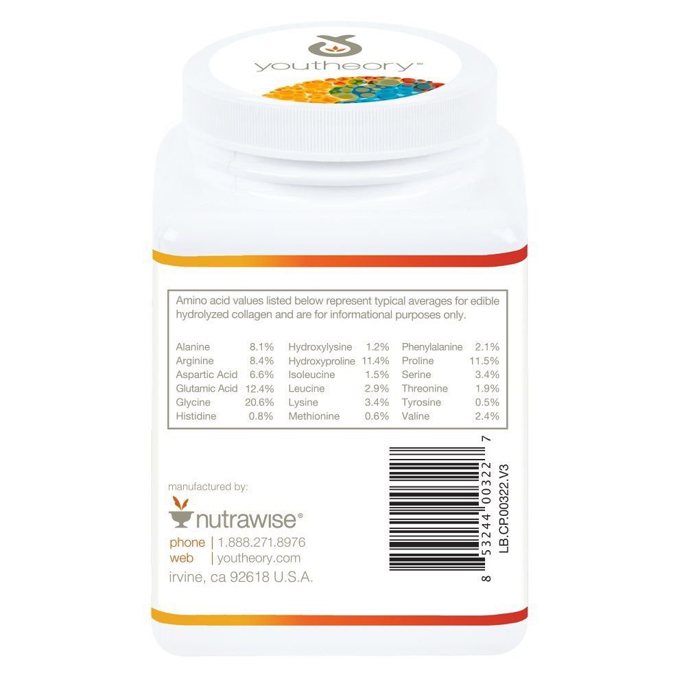 youtheory collagen back of the bottle ingredients list
