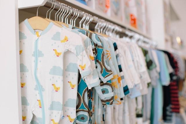 baby clothes rack in a shop